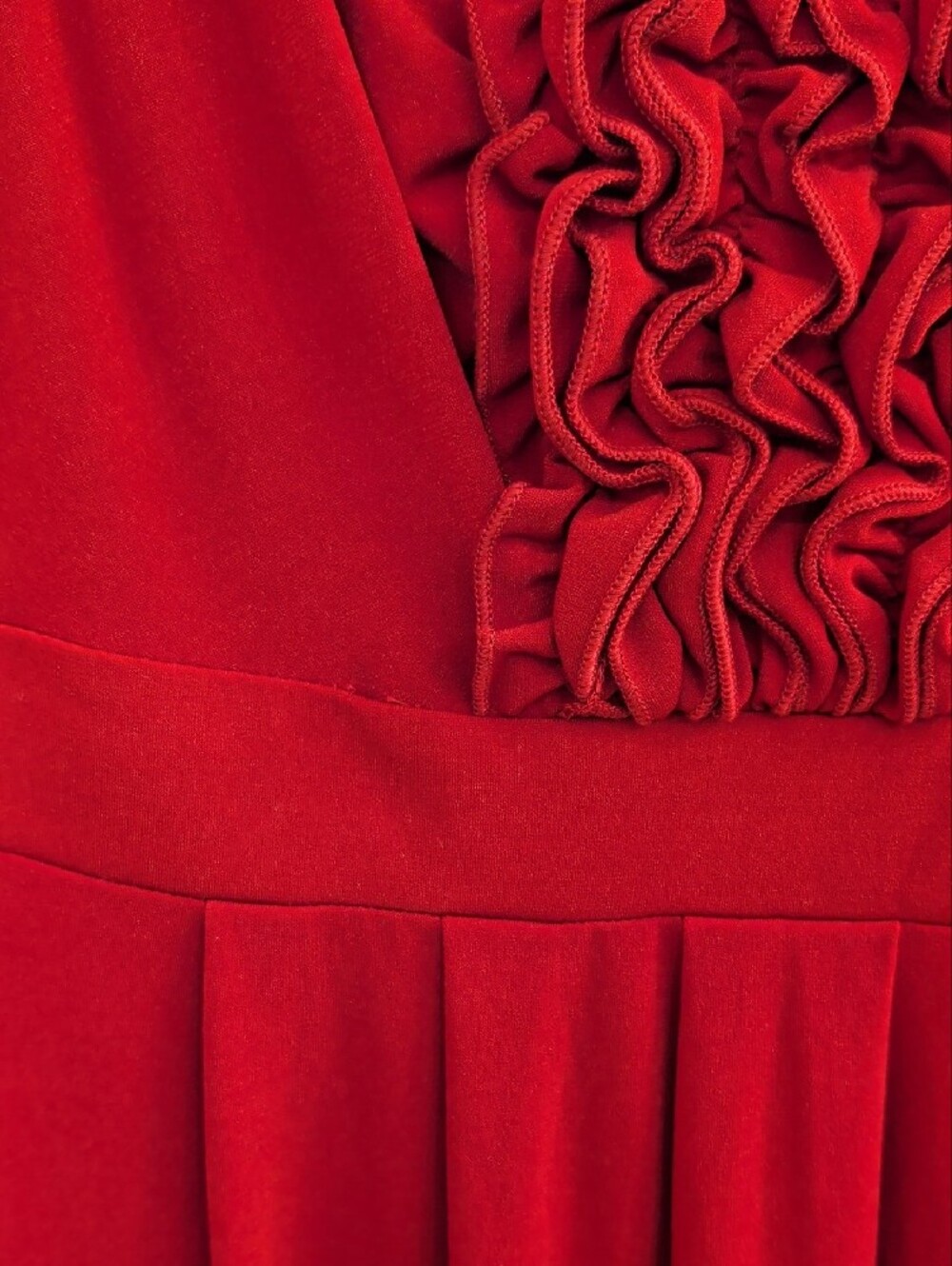 Signature by Sangria Red Sleeveless Ruffle Front Midi Dress Size 8 Petite - Picture 6 of 12